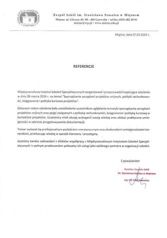 Zespół Szkół im. Stanisława Staszica w Miętnem